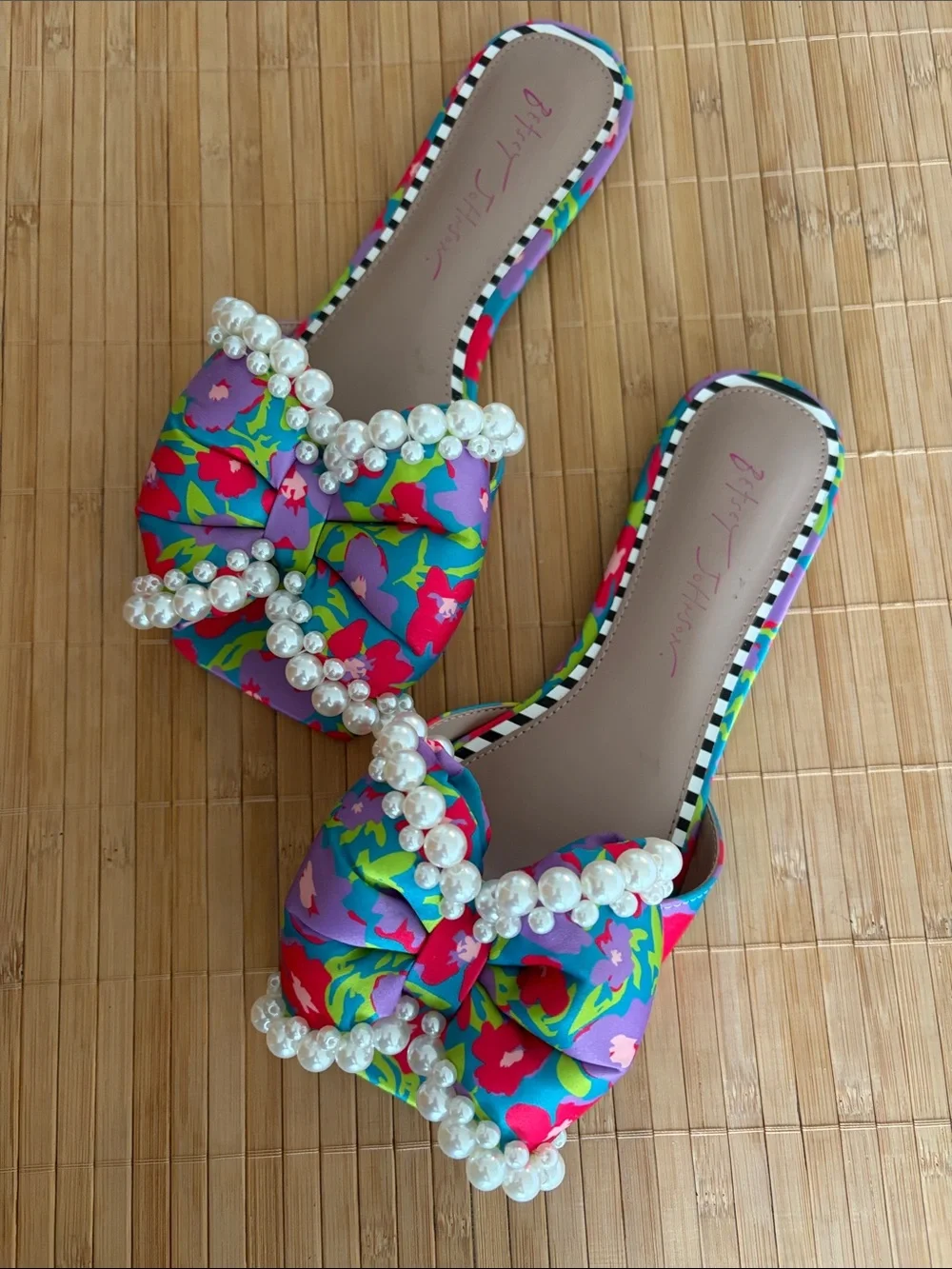 Betsey Johnson Liah Slide Sandal Bright Satin Multi - Picture 2 of 8